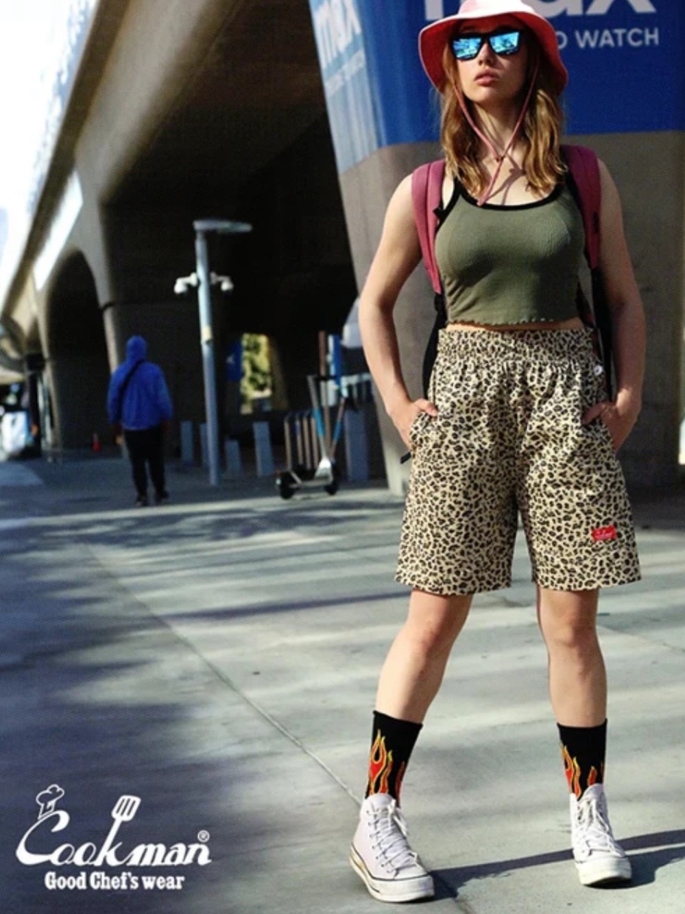 Cookman Good Chef’s Wear Front Pocket Shorts In Leopard Beige